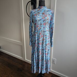 Floral Blue Long Sleeve Dress
